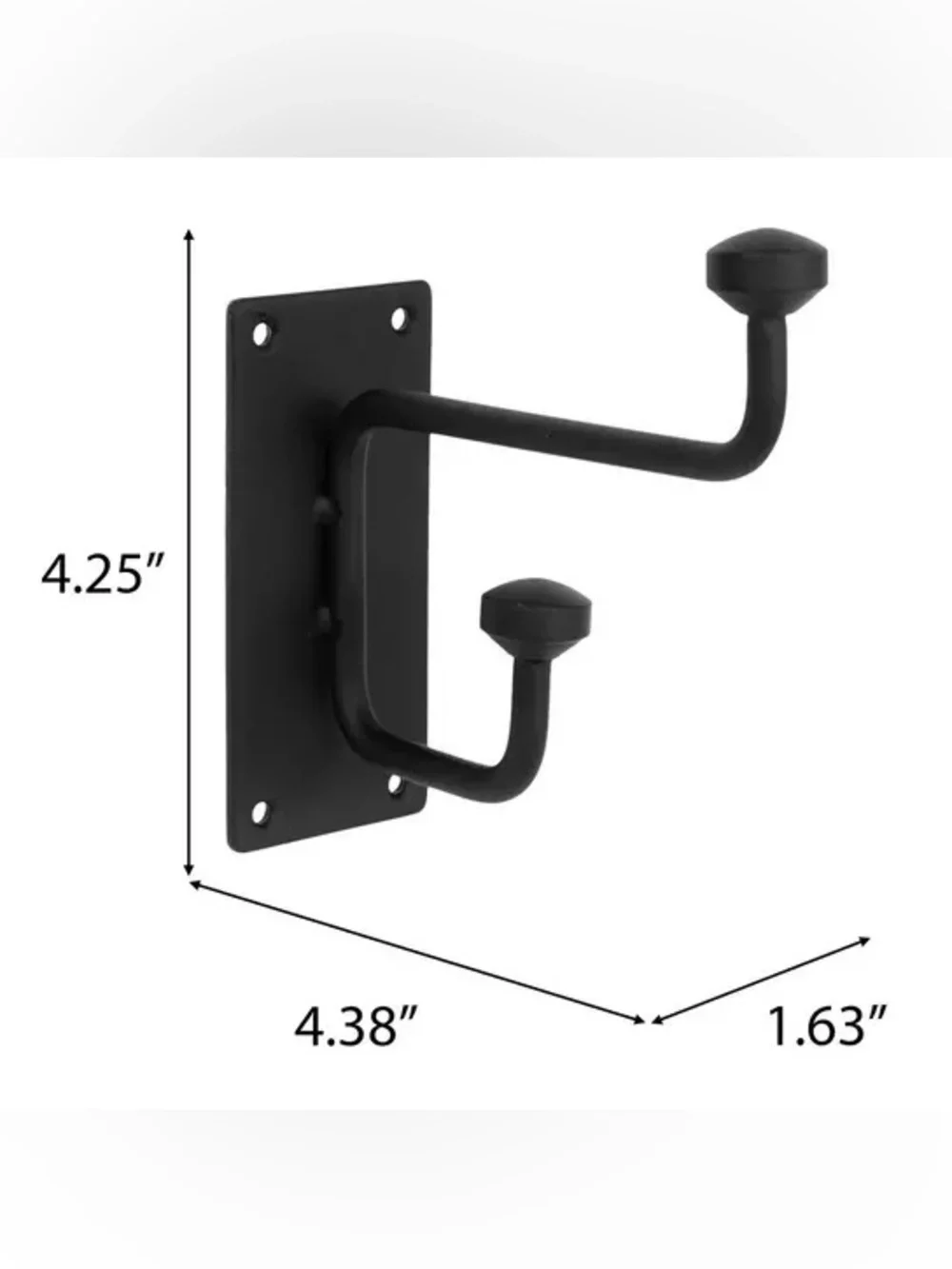 (2) Black Metal Wall Hook